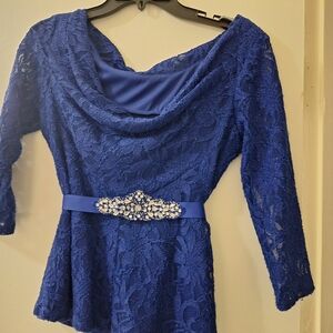 Elegant Blue Lace Women's Jacket